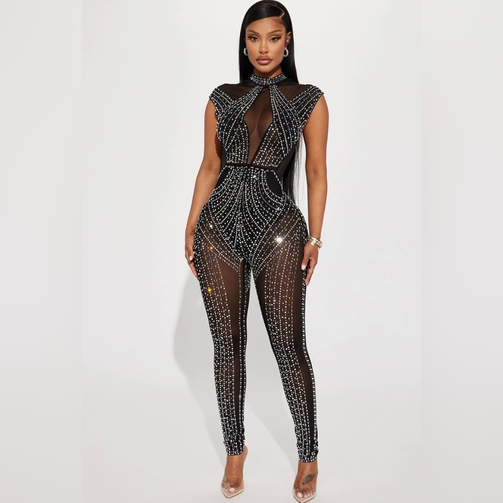 Fashion Nova Yara Rhinestone Jumpsuit